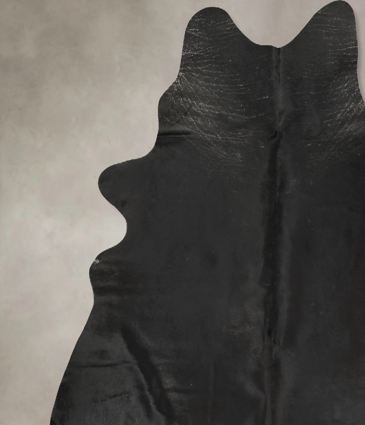 Solid Black X-Large Brazilian Cowhide Rug 7'6"H x 6'4"W #B15493 by Hudson Hides
