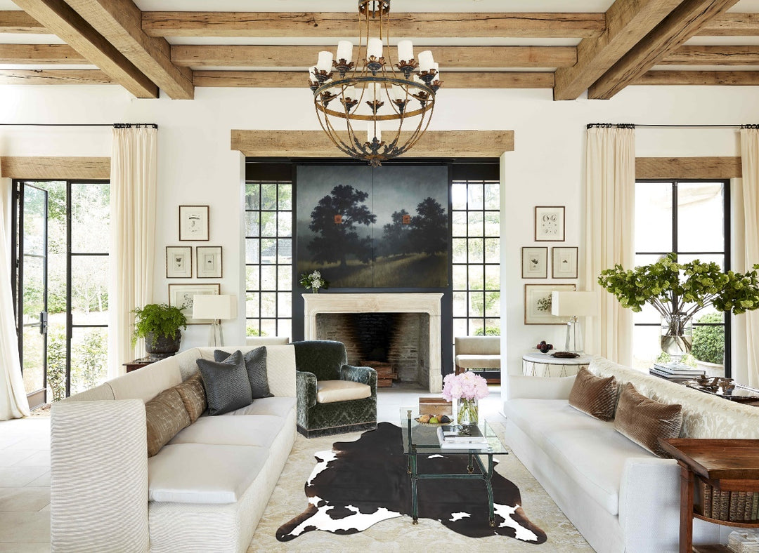 Chocolate and White X-Large Brazilian Cowhide Rug 7'6"H x 5'9"W #B1549