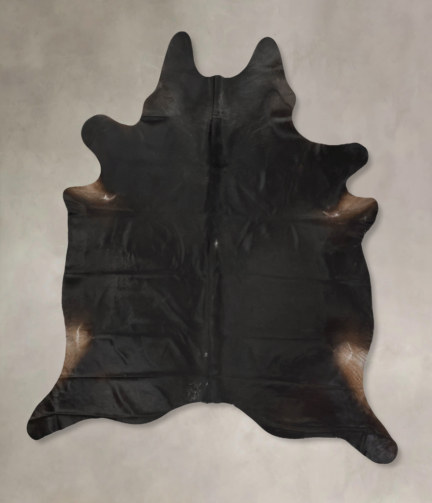 Solid Black XX-Large Brazilian Cowhide Rug 8'2"H x 7'7"W #B15531 by Hudson Hides