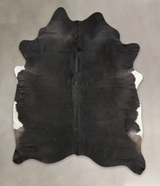 Solid Black XX-Large Brazilian Cowhide Rug 8'4"H x 6'5"W #B1557 by Hudson Hides