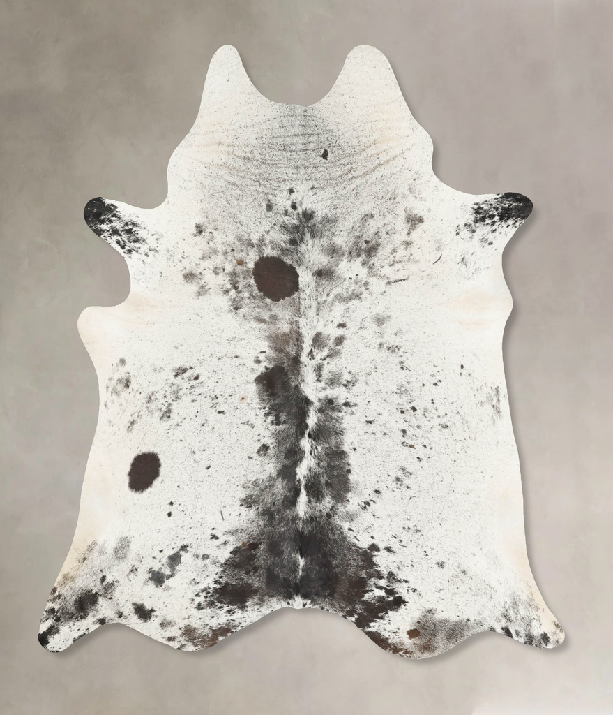 Salt and Pepper Black XX-Large Brazilian Cowhide Rug 7'9"H x 6'10"W #B15577 by Hudson Hides