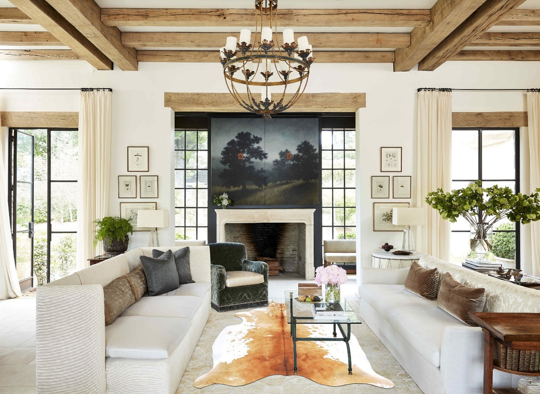 Beige and White XX-Large Brazilian Cowhide Rug 7'11"H x 6'6"W #B15578 