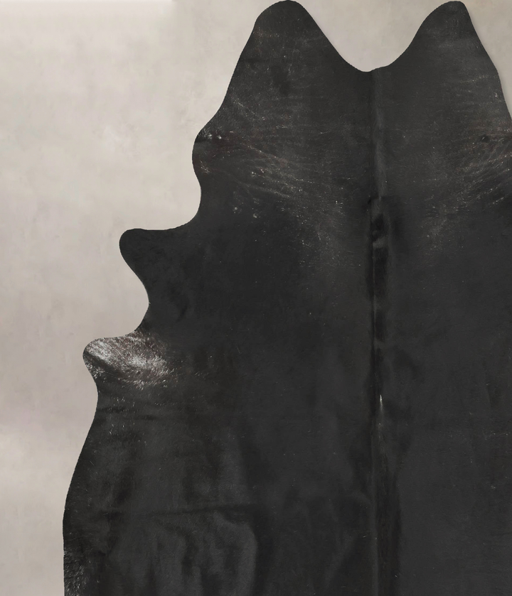 Solid Black XX-Large Brazilian Cowhide Rug 8'6"H x 7'6"W #B15591 by Hudson Hides