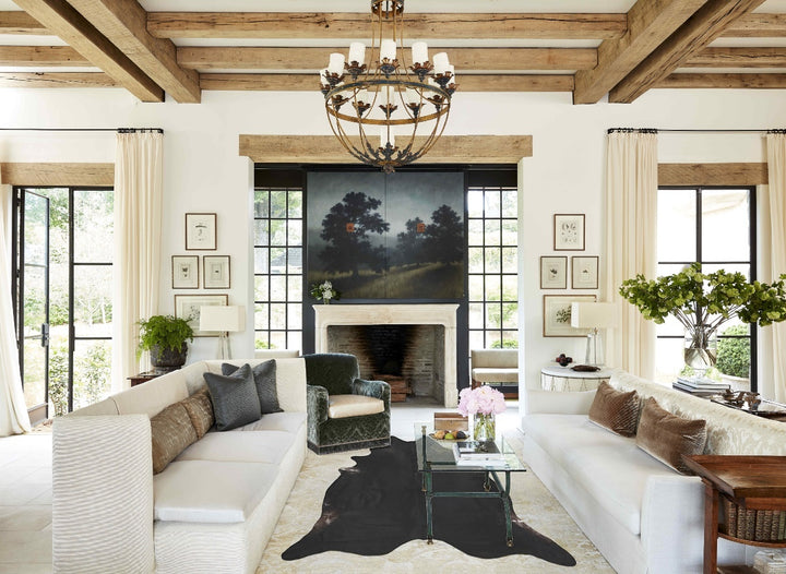 Solid Black XX-Large Brazilian Cowhide Rug 8'6"H x 7'6"W #B15591 by Hudson Hides