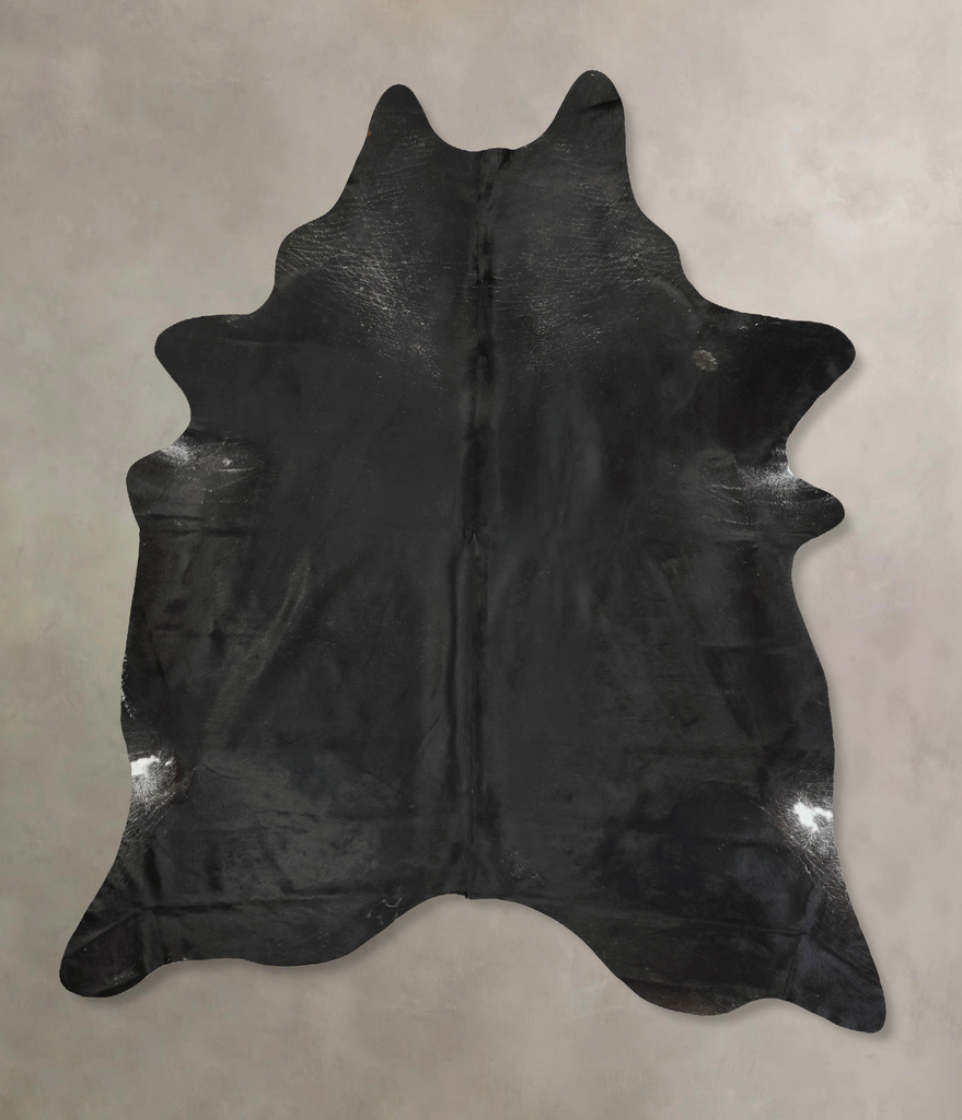 Solid Black XX-Large Brazilian Cowhide Rug 9'0"H x 7'1"W #B15602 by Hudson Hides