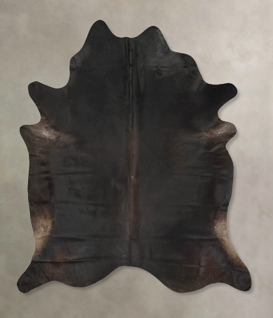 Solid Black XX-Large Brazilian Cowhide Rug 7'8"H x 6'8"W #B15641 by Hudson Hides