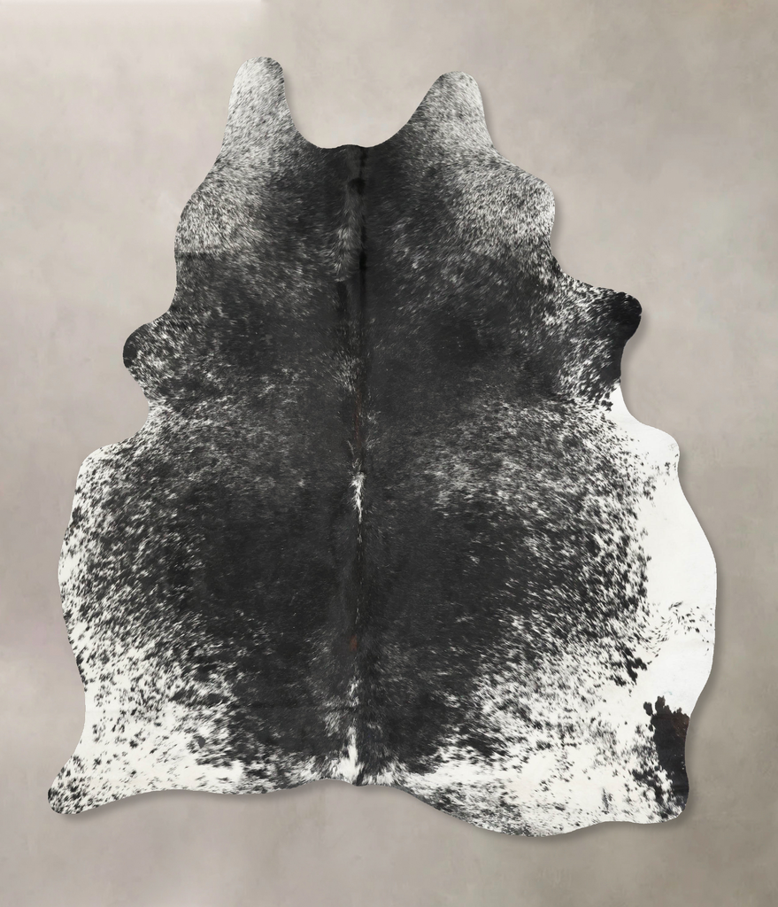 Salt and Pepper Black X-Large Brazilian Cowhide Rug 7'10"H x 5'8"W #B15651 by Hudson Hides