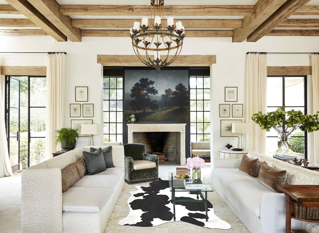 Black and White X-Large Brazilian Cowhide Rug 7'8"H x 5'5"W #B15655 by
