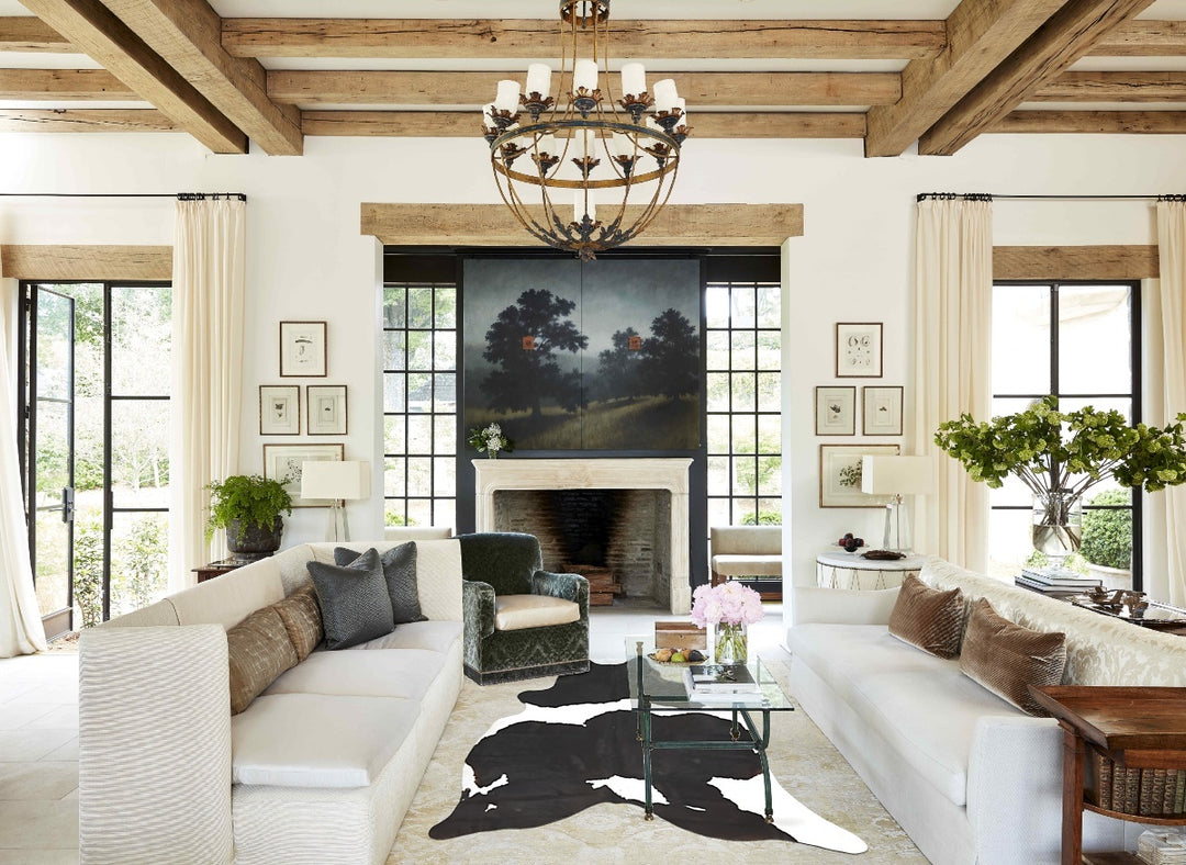 Black and White XX-Large Brazilian Cowhide Rug 8'7"H x 6'7"W #B15664 b