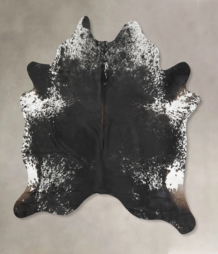 Salt and Pepper Black XX-Large Brazilian Cowhide Rug 7'11"H x 7'2"W #B15667 by Hudson Hides