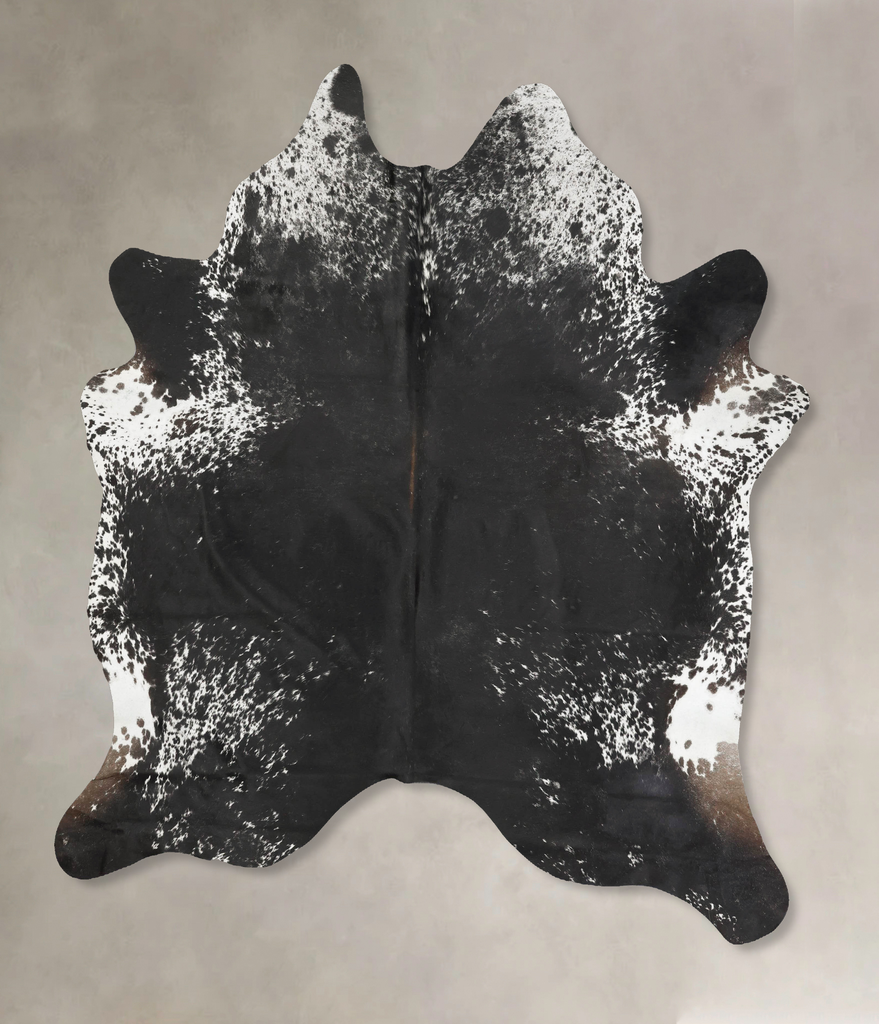 Salt and Pepper Black XX-Large Brazilian Cowhide Rug 7'11"H x 7'2"W #B15667 by Hudson Hides