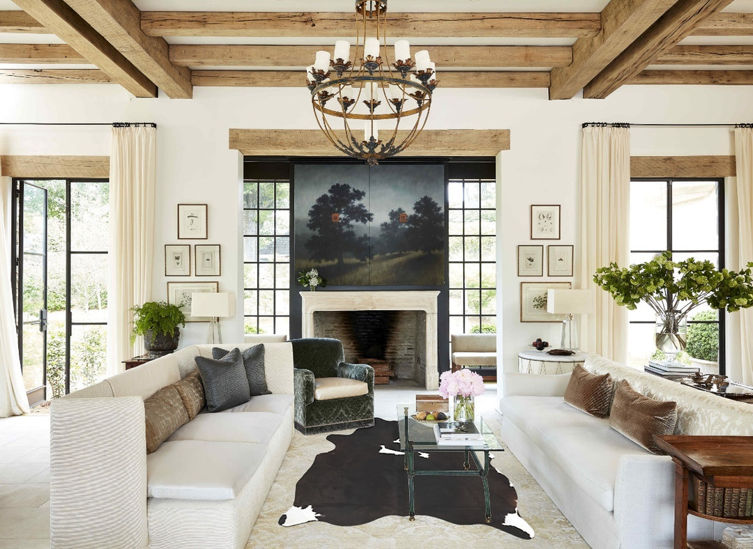 Black and White Large Brazilian Cowhide Rug 6'10"H x 5'2"W #B15672 by 
