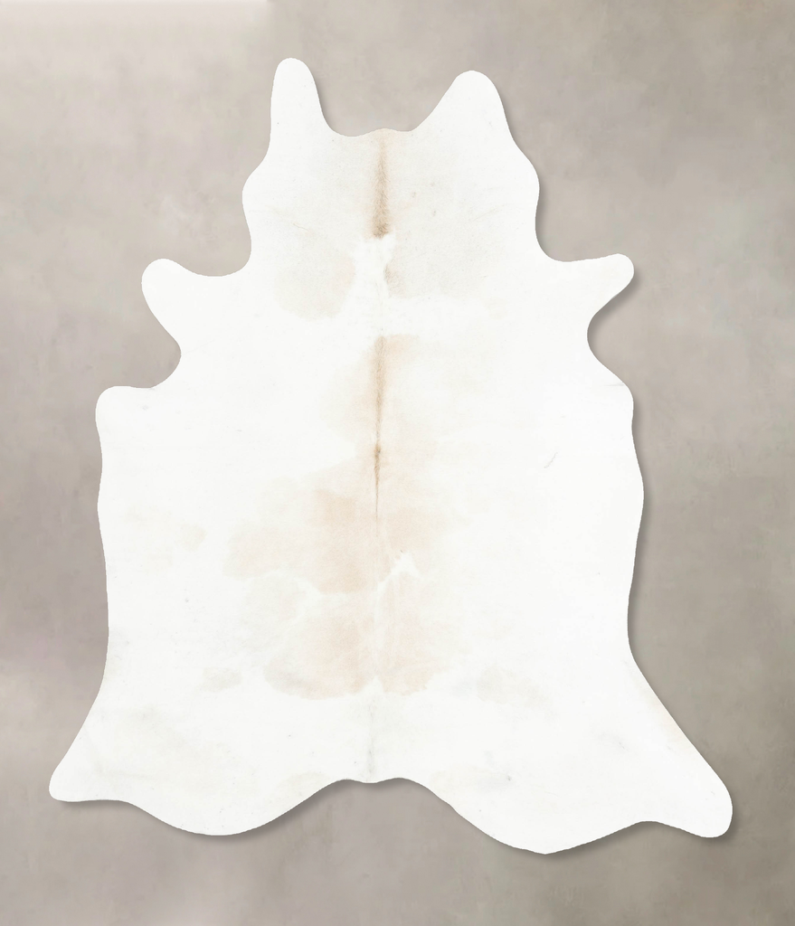 Beige and White X-Large Brazilian Cowhide Rug 7'1"H x 6'1"W #B15683 by Hudson Hides