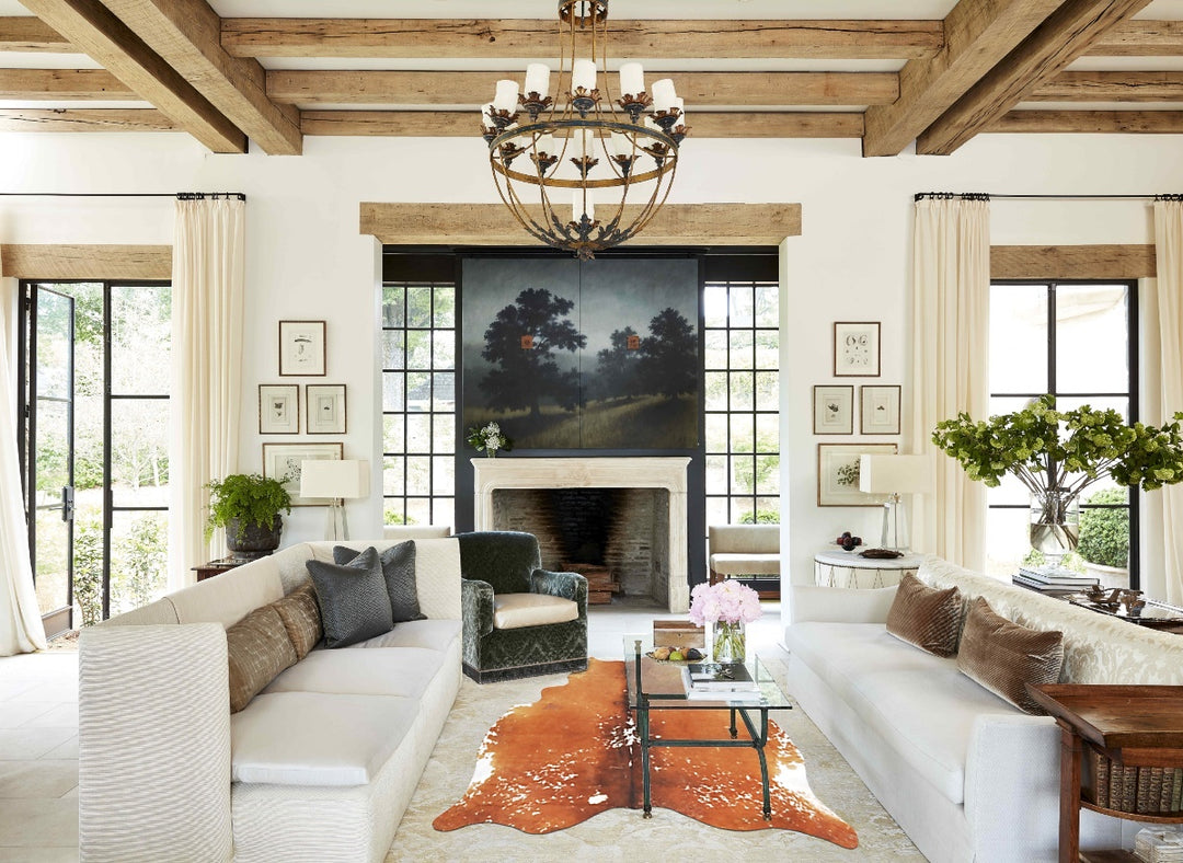 Salt and Pepper Brown X-Large Brazilian Cowhide Rug 7'2"H x 6'1"W #B15