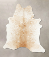 Beige and White X-Large Brazilian Cowhide Rug 7'7"H x 5'8"W #B15696 by Hudson Hides