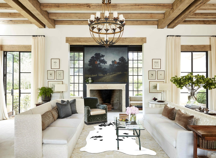Black and White Large Brazilian Cowhide Rug 7'3"H x 5'4"W #B15706 by Hudson Hides