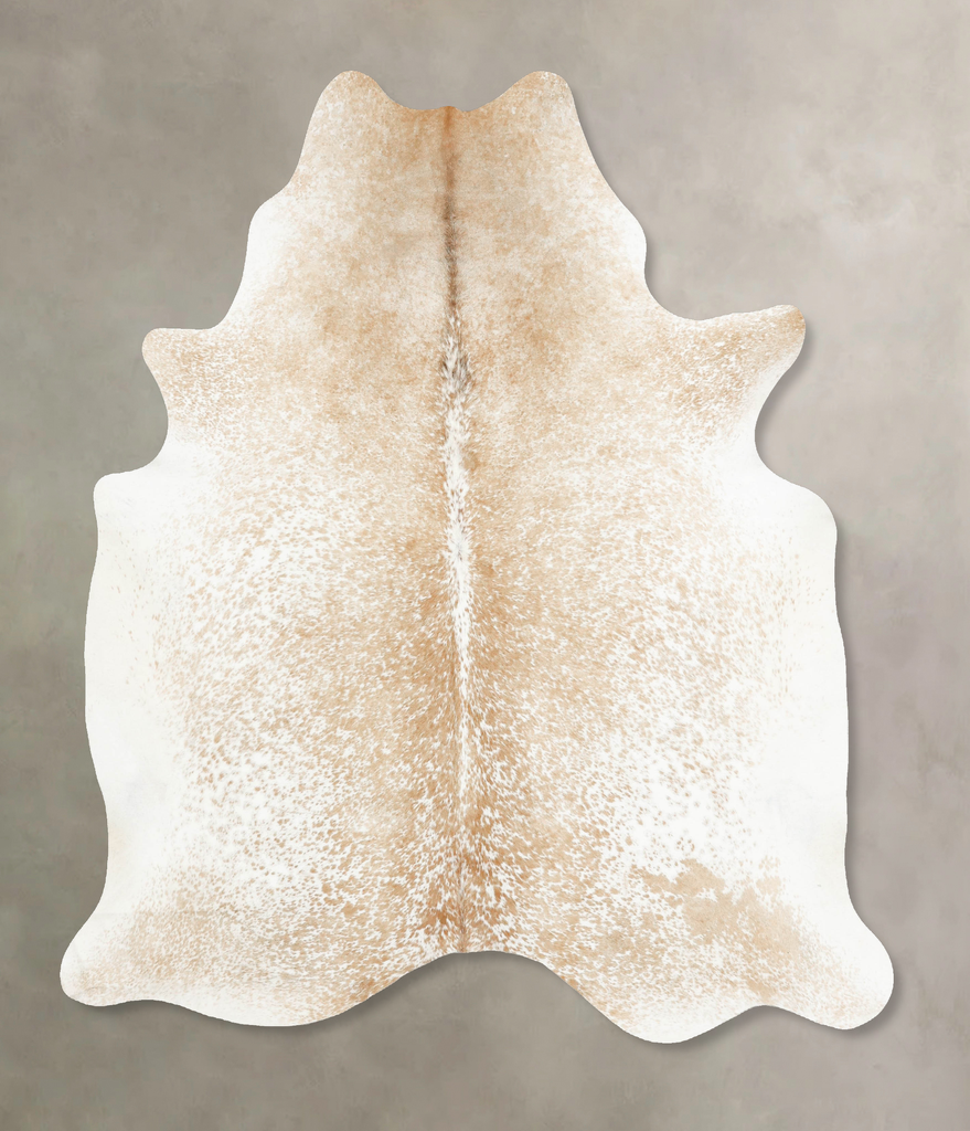 Beige and White X-Large Brazilian Cowhide Rug 7'7"H x 6'5"W #B15710 by Hudson Hides