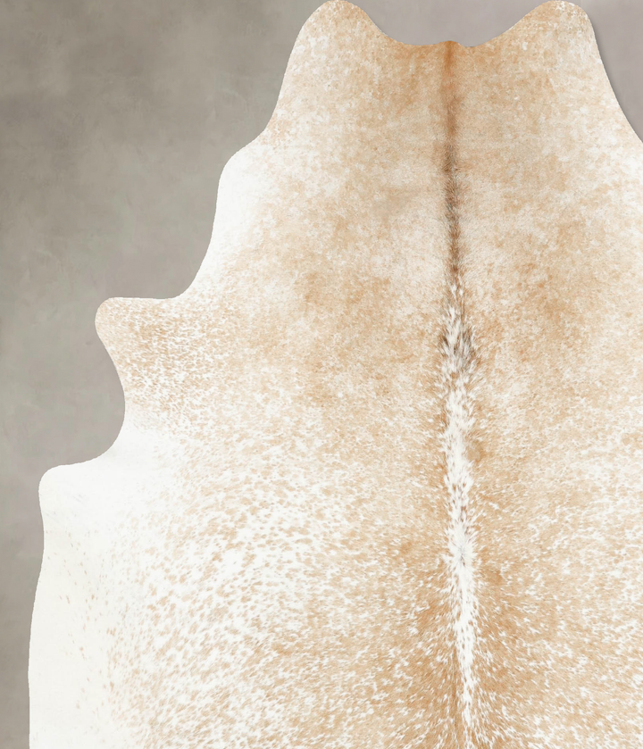 Beige and White X-Large Brazilian Cowhide Rug 7'7"H x 6'5"W #B15710 by Hudson Hides