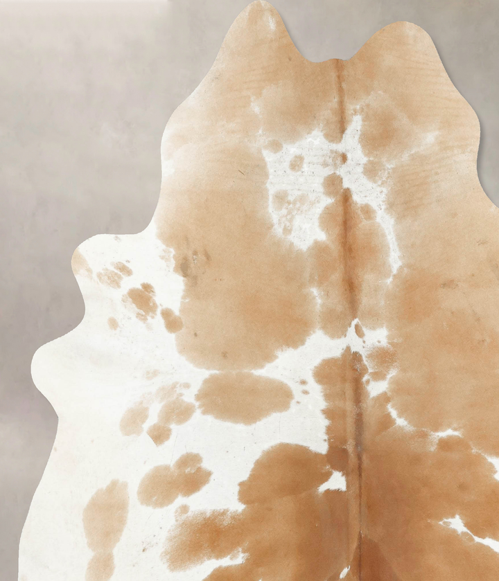 Beige and White XX-Large Brazilian Cowhide Rug 7'10"H x 6'10"W #B15712 by Hudson Hides