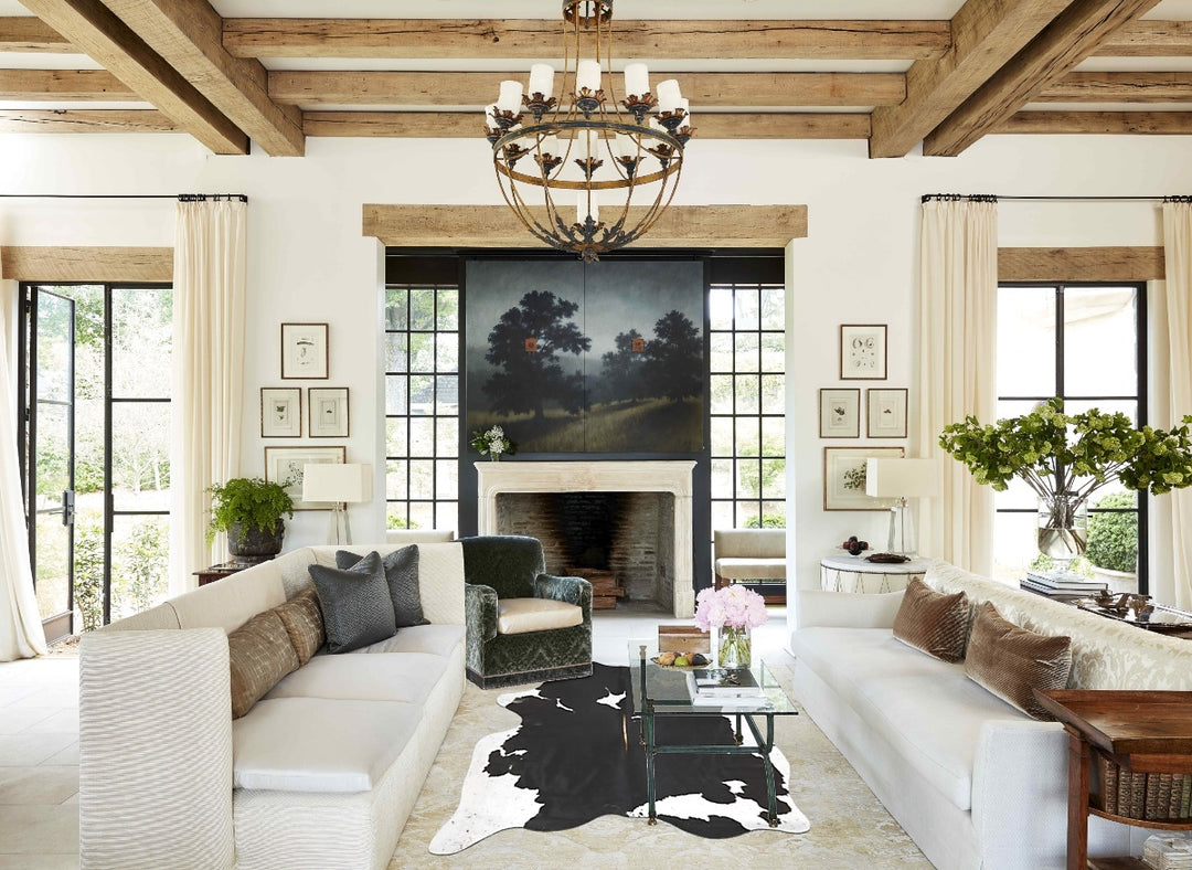 Black and White X-Large Brazilian Cowhide Rug 6'10"H x 6'1"W #B15720 b