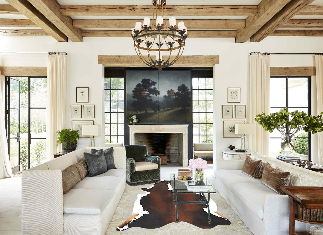 Chocolate and White X-Large Brazilian Cowhide Rug 7'3"H x 6'0"W #B1573