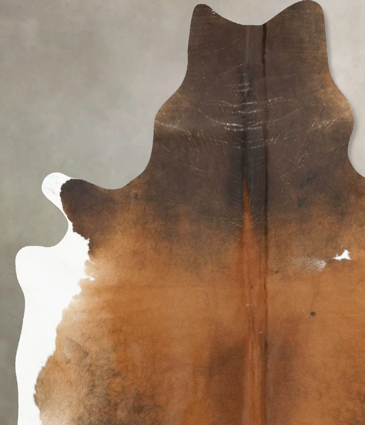 Chocolate and White X-Large Brazilian Cowhide Rug 7'1"H x 6'0"W #B15740 by Hudson Hides