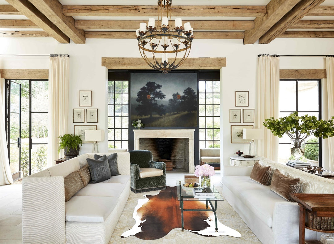 Chocolate and White X-Large Brazilian Cowhide Rug 7'1"H x 6'0"W #B1574
