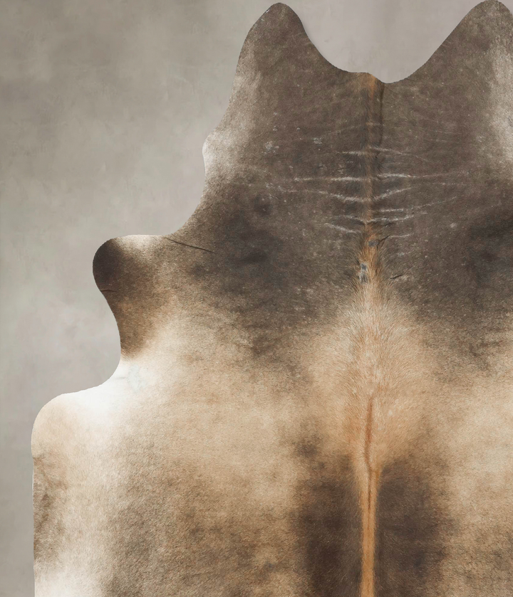 Grey with Beige X-Large Brazilian Cowhide Rug 7'6"H x 6'8"W #B15743 by Hudson Hides