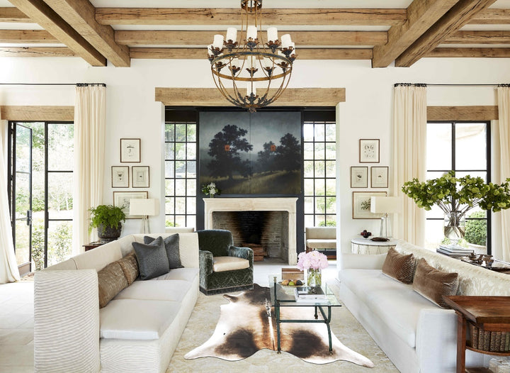 Grey with Beige XX-Large Brazilian Cowhide Rug 8'0"H x 7'6"W #B15748 by Hudson Hides