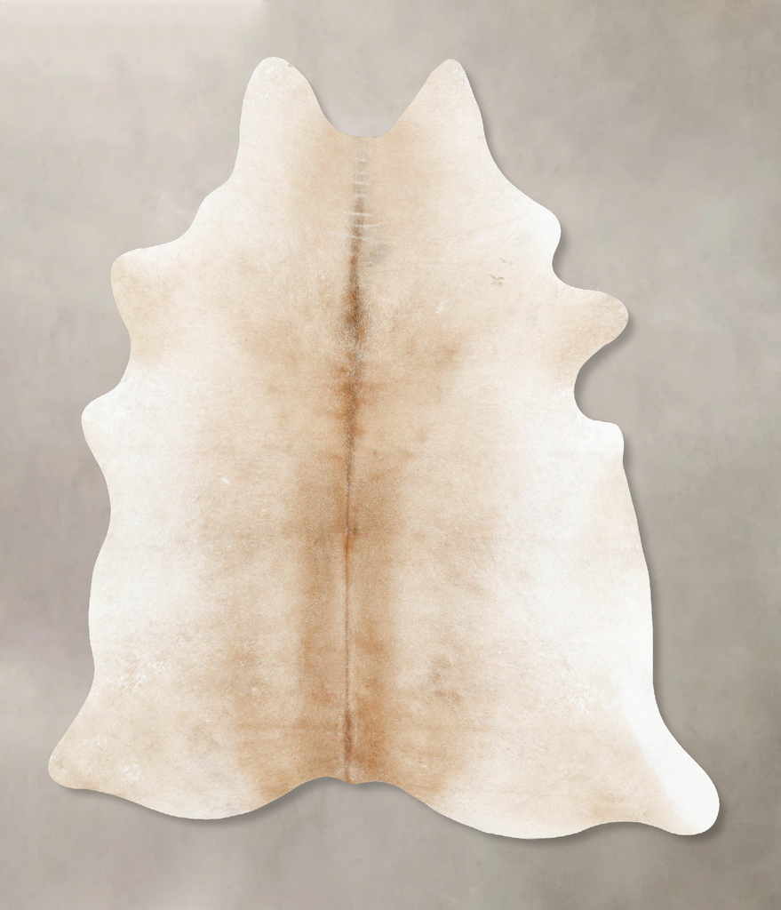 Ivory with Beige X-Large Brazilian Cowhide Rug 7'7"H x 5'11"W #B15752 by Hudson Hides