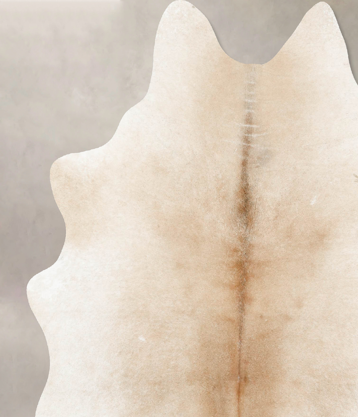 Ivory with Beige X-Large Brazilian Cowhide Rug 7'7"H x 5'11"W #B15752 by Hudson Hides