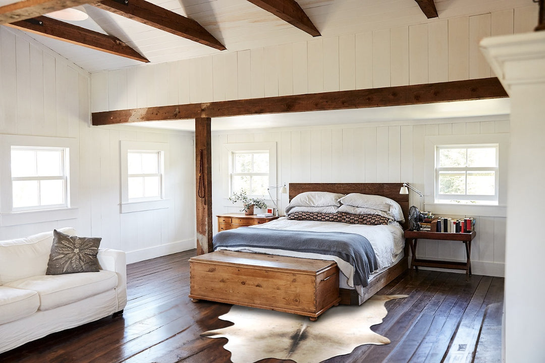 Grey with Beige X-Large Brazilian Cowhide Rug 7'6"H x 6'1"W #B15753 by