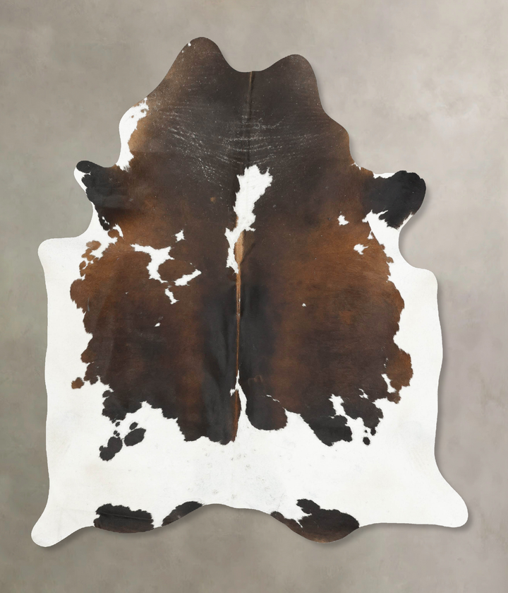 Chocolate and White X-Large Brazilian Cowhide Rug 7'2"H x 5'11"W #B15764 by Hudson Hides