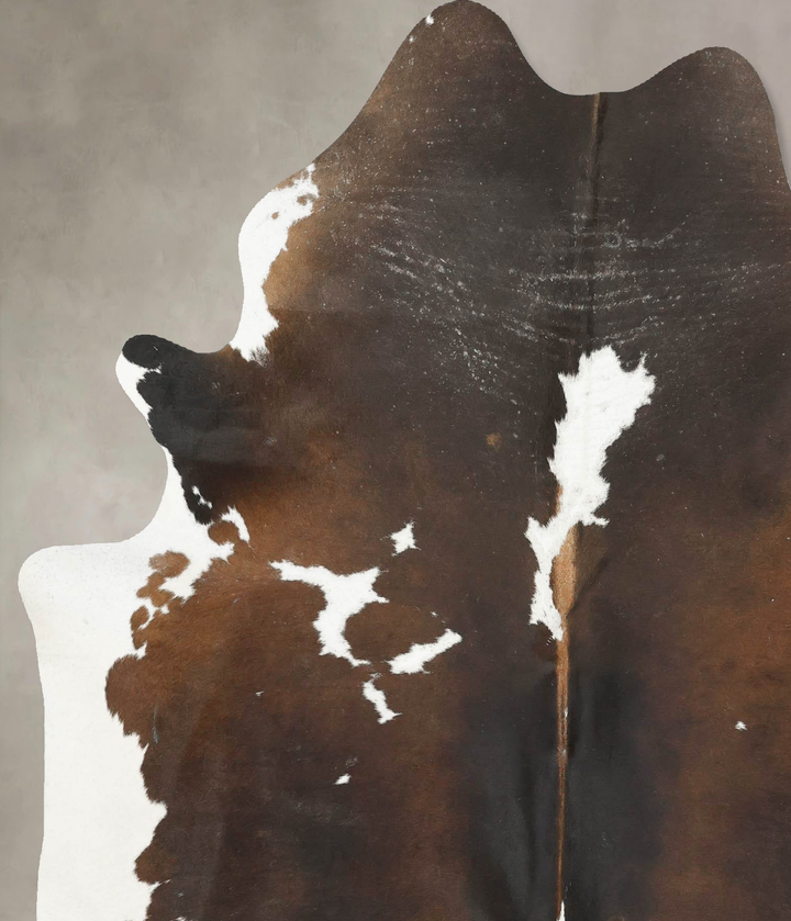 Chocolate and White X-Large Brazilian Cowhide Rug 7'2"H x 5'11"W #B15764 by Hudson Hides