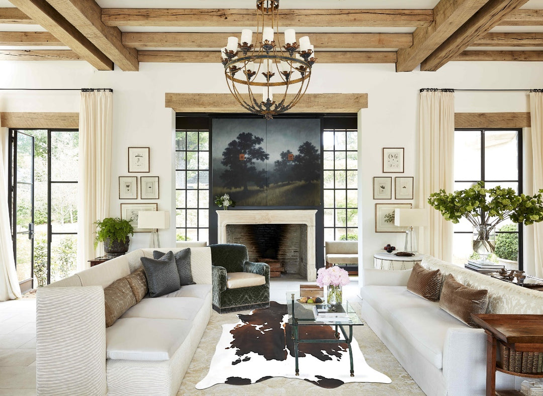 Chocolate and White X-Large Brazilian Cowhide Rug 7'2"H x 5'11"W #B157