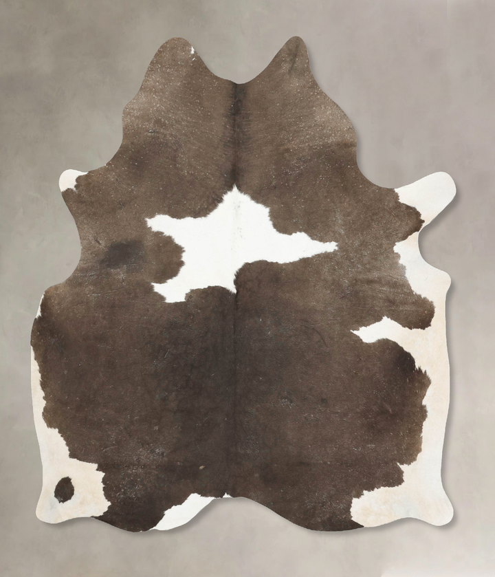 Chocolate and White Large Brazilian Cowhide Rug 7'0"H x 5'8"W #B15765 by Hudson Hides