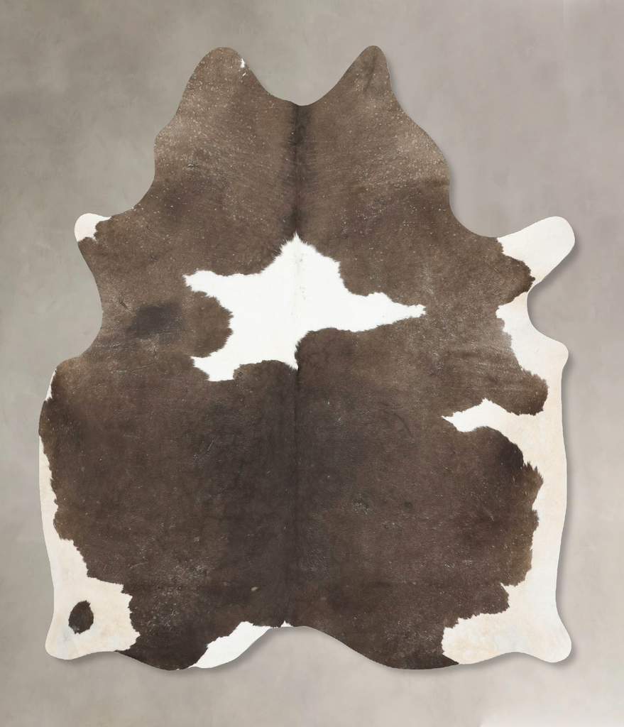 Chocolate and White Large Brazilian Cowhide Rug 7'0"H x 5'8"W #B15765 by Hudson Hides