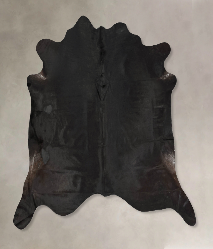 Solid Black XX-Large Brazilian Cowhide Rug 7'2"H x 7'4"W #B15768 by Hudson Hides