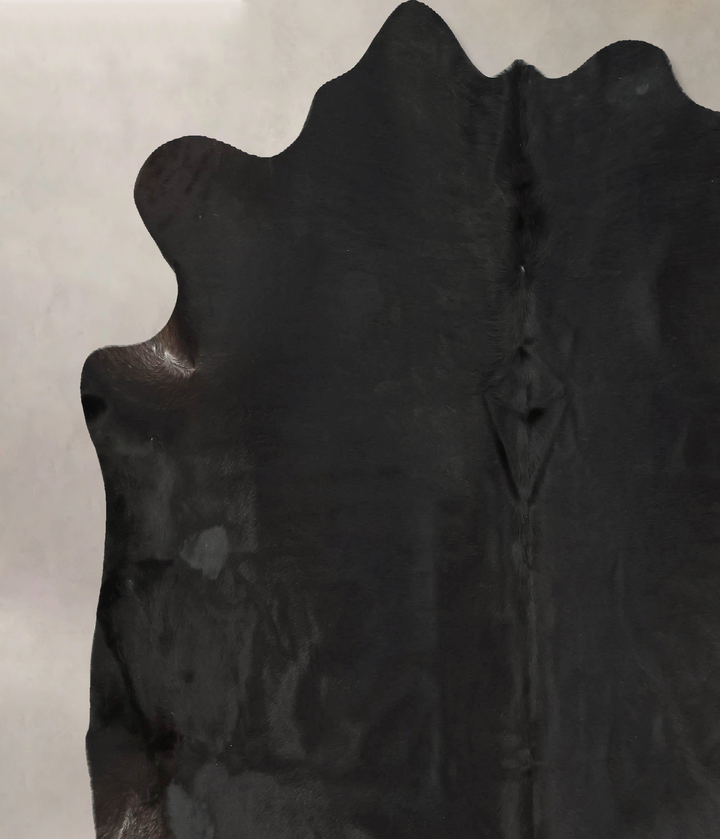 Solid Black XX-Large Brazilian Cowhide Rug 7'2"H x 7'4"W #B15768 by Hudson Hides