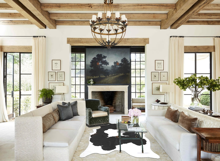 Black and White X-Large Brazilian Cowhide Rug 7'10"H x 6'0"W #B15782 by Hudson Hides