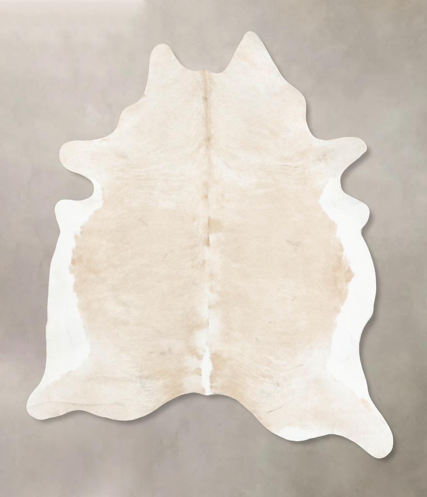 Beige and White XX-Large Brazilian Cowhide Rug 8'3"H x 6'11"W #B15789 by Hudson Hides