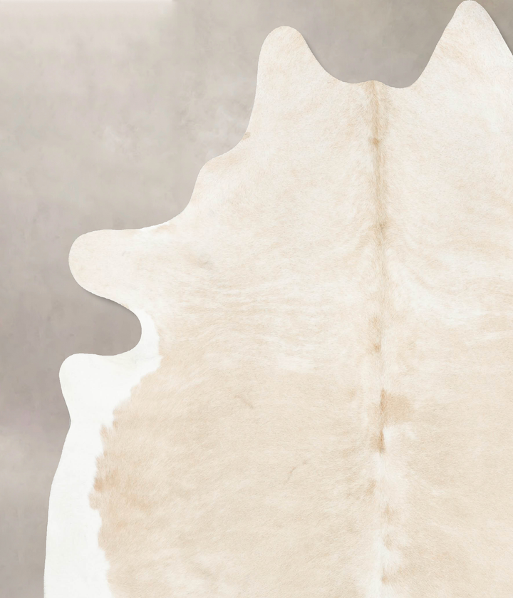 Beige and White XX-Large Brazilian Cowhide Rug 8'3"H x 6'11"W #B15789 by Hudson Hides