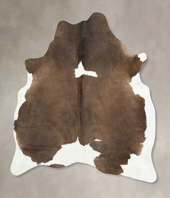 Chocolate and White Large Brazilian Cowhide Rug 6'4"H x 5'9"W #B15800 by Hudson Hides
