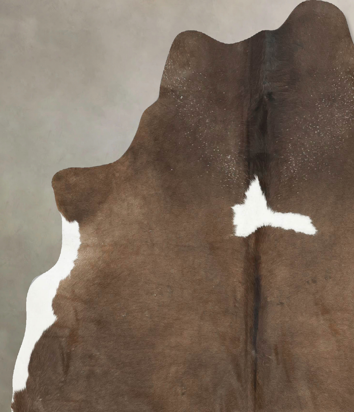 Chocolate and White Large Brazilian Cowhide Rug 6'4"H x 5'9"W #B15800 by Hudson Hides