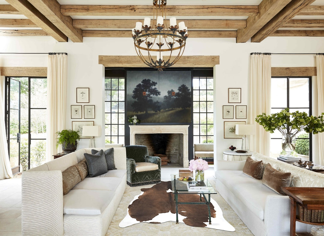 Chocolate and White Large Brazilian Cowhide Rug 6'4"H x 5'9"W #B15800 