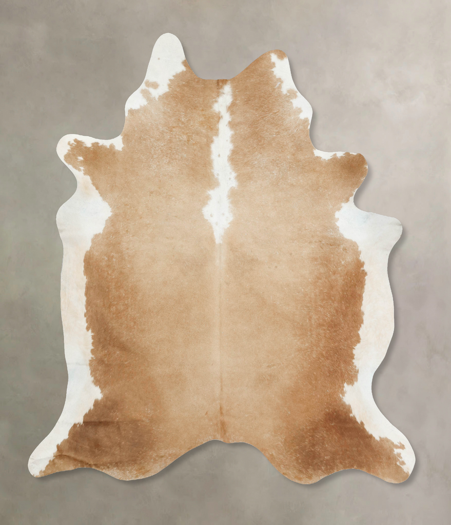 Beige and White XX-Large Brazilian Cowhide Rug 8'0"H x 7'0"W #B15809 by Hudson Hides