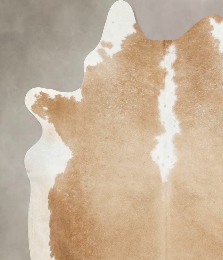 Beige and White XX-Large Brazilian Cowhide Rug 8'0"H x 7'0"W #B15809 by Hudson Hides