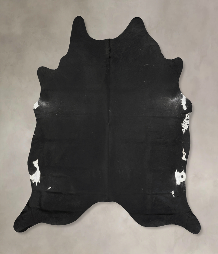 Solid Black XX-Large Brazilian Cowhide Rug 8'0"H x 6'9"W #B15815 by Hudson Hides