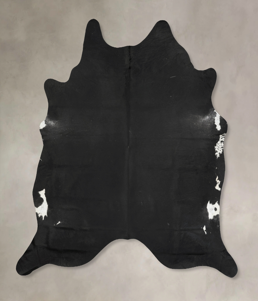 Solid Black XX-Large Brazilian Cowhide Rug 8'0"H x 6'9"W #B15815 by Hudson Hides