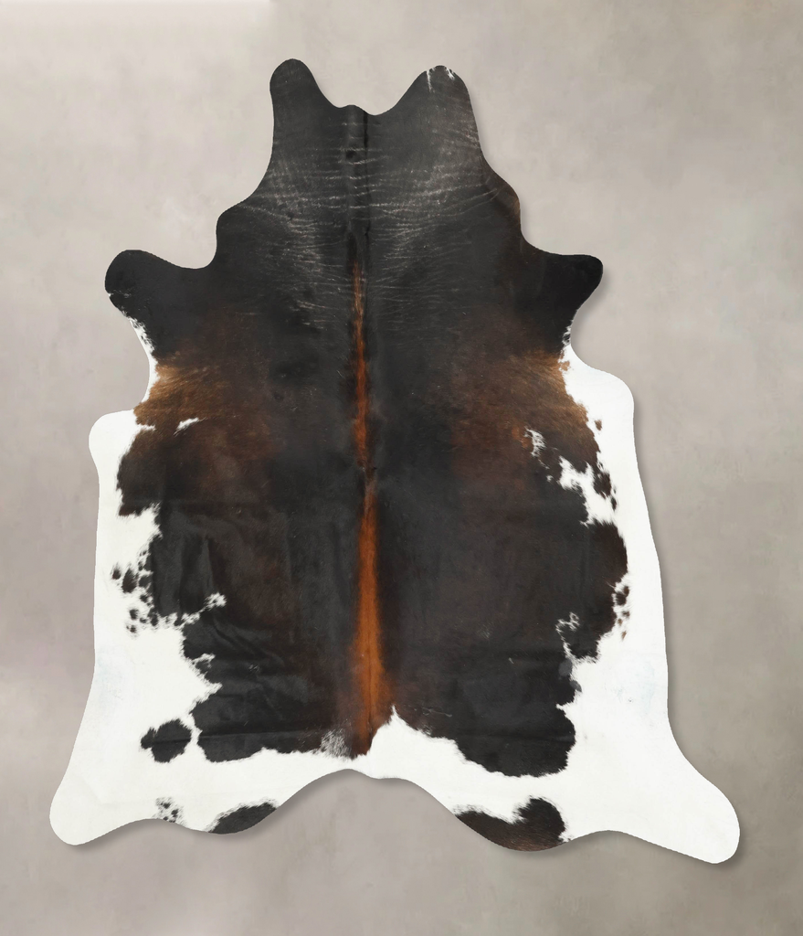 Chocolate and White X-Large Brazilian Cowhide Rug 7'0"H x 6'4"W #B15828 by Hudson Hides